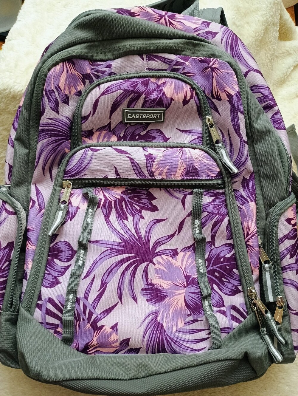 Eastsport Diamond Expandable Backpack – Purple Hibiscus Floral